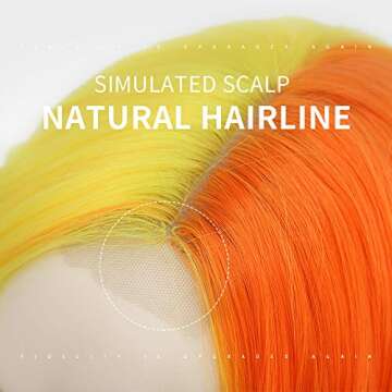 Nnzes Short Bob Wavy Curly Wig Synthetic Cosplay Bob Wig Shoulder Length Hair for Black Women Middle Part Cosplay Heat Resistant Wigs Yellow and Orange Hair