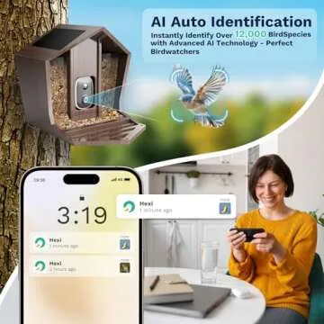 Birdster 2.5K HD Smart Bird Feeder with Camera Solar Powered, AI Identifies 12000+ Birds, Auto Motion Detection, Waterproof Wooden Video Bird Feeder Camera Live, Gift of Bird Lover (4G LTE)