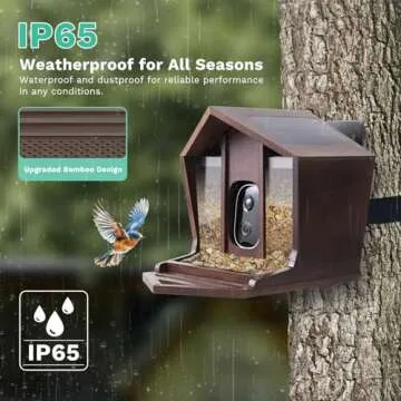 Birdster 2.5K HD Smart Bird Feeder with Camera Solar Powered, AI Identifies 12000+ Birds, Auto Motion Detection, Waterproof Wooden Video Bird Feeder Camera Live, Gift of Bird Lover (4G LTE)