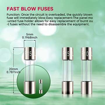 EPLZON Fuse Holder with Fast Blow Glass Fuses Kit 250V