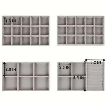 Stackable Jewelry Organizer - Set of 4 Velvet Trays