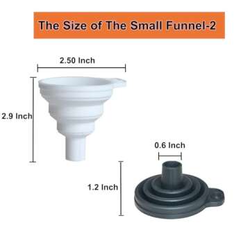 KongNai Kitchen Funnel Set, Small and Large, Kitchen Gadgets Accessories Foldable Silicone Collapsible Funnels for Filling Water Bottle Liquid Transfer Food Grade (6 Pack)