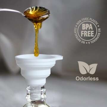 KongNai Kitchen Funnel Set, Small and Large, Kitchen Gadgets Accessories Foldable Silicone Collapsible Funnels for Filling Water Bottle Liquid Transfer Food Grade (6 Pack)