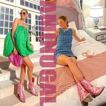 Stylish AMINUGAL Pink Cowgirl Boots for Women