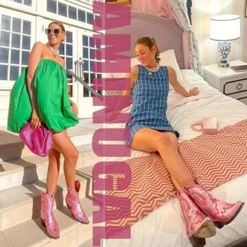 Stylish AMINUGAL Pink Cowgirl Boots for Women