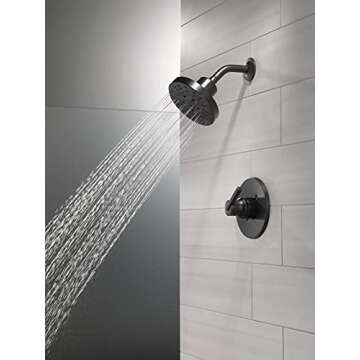 Delta Faucet Trinsic 14 Series Single-Function Shower Faucet Trim Kit, Matte Black T14259-BLLHD (Sho...