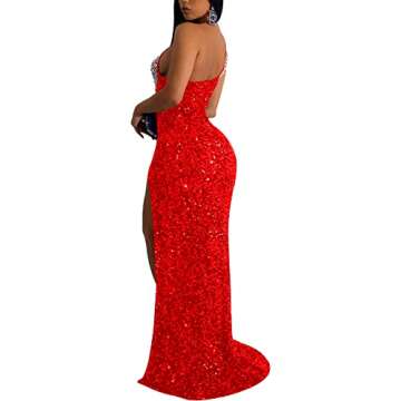 Nagfar Women Rhinestone and Sequin Birthday Party One Shoulder Backless Sleveless Sexy Club Night Ou...