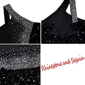Nagfar Women Rhinestone and Sequin Birthday Party One Shoulder Backless Sleveless Sexy Club Night Out Dress Crop Top Velvet High Slit Clubwear(6365,Red,S)