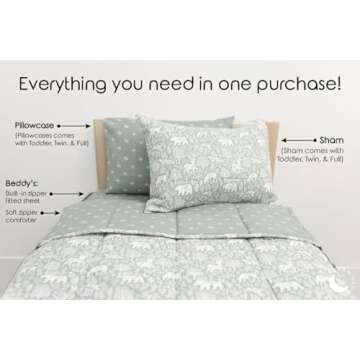 Beddy's Woodland Zipper Bedding - Easy Kids Bed in a Bag