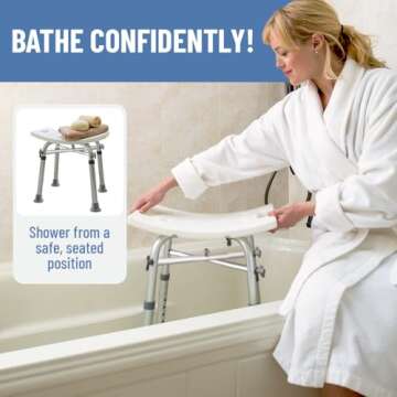 Dr. Kay's Adjustable Shower Chair for Inside Shower with Unique Heavy Duty Crossbar Supports, Shower...