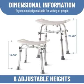 Dr. Kay's Adjustable Shower Chair for Inside Shower with Unique Heavy Duty Crossbar Supports, Shower Stool for Inside tub, Bath Stool, Adjustable Shower Chair for Elderly and Disabled, 350 lb