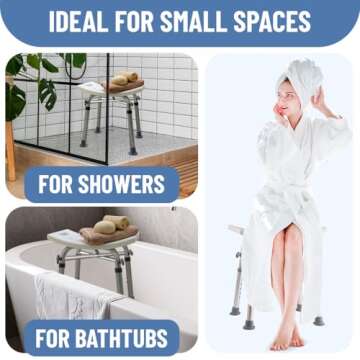 Dr. Kay's Adjustable Shower Chair for Inside Shower with Unique Heavy Duty Crossbar Supports, Shower Stool for Inside tub, Bath Stool, Adjustable Shower Chair for Elderly and Disabled, 350 lb