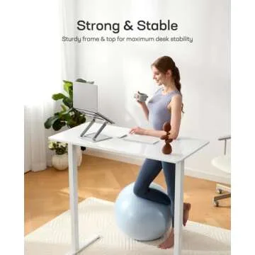 Marsail Glass Electric Standing Desk with Drawer, 40 x 24 Inches Height-Adjustable Desk, One-Piece Tempered Glass Top, Ergonomic Home Office Sit Stand Desk with 4 Preset Heights, White