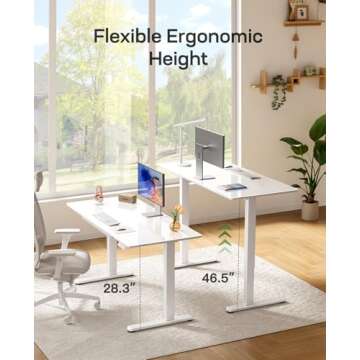 Marsail Glass Electric Standing Desk with Drawer, 40 x 24 Inches Height-Adjustable Desk, One-Piece Tempered Glass Top, Ergonomic Home Office Sit Stand Desk with 4 Preset Heights, White