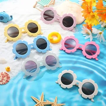 Adorable Kids Flower Sunglasses Set - 6 Cute Pairs
