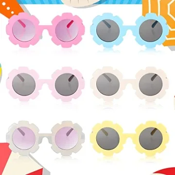 Adorable Kids Flower Sunglasses Set - 6 Cute Pairs