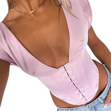 Women Sexy Lace Patchwork Crop Top Spaghetti Strap Push Up Bustier Tank Top Backless Summer Aesthetic Cami Top (Push Up Pink,Medium)