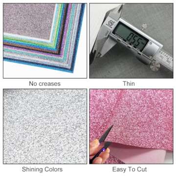 32 Colors 8X6 Inches Glitter Faux Leather Fabric Sheets for Leather Bows, Earring, Jewelry Making, Sewing, Shoe Making and Craft Making