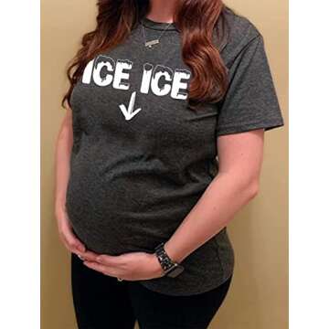 Ice Ice Baby Maternity T-Shirt Women Pregnancy Announcement Shirt Funny Letter Print Pregnant Mom Te...
