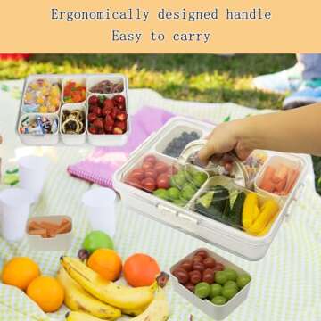 Divided Serving Tray with Lid & Handle for Entertaining