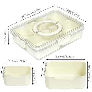 Divided Serving Tray with Lid & Handle for Entertaining