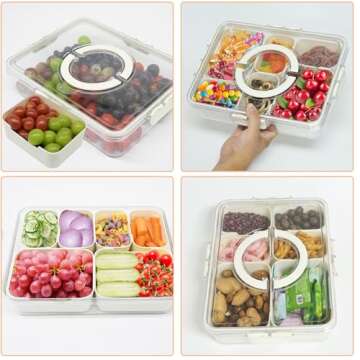 Divided Serving Tray with Lid & Handle for Entertaining