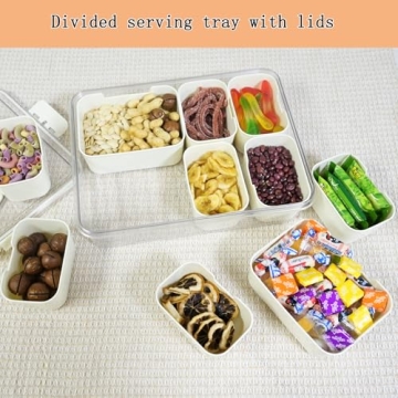 Divided Serving Tray with Lid & Handle for Entertaining