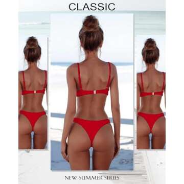 DaiLiWei Thong Bikini Sets for Women 2 Piece Brazilian Swimsuit Teens Bathing Suit Push Up Top Micro...