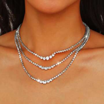 Sixexey Layered Rhinestone Necklace - Elegant Party Jewelry