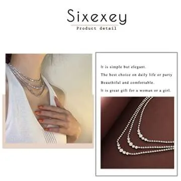 Sixexey Layered Rhinestone Necklace - Elegant Party Jewelry