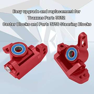OGUNKE RC Aluminum Front Caster Block & Steering Blocks Upgrade Kit for Traxxas 2WD