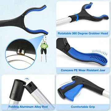 2-Pack Grabber Tool, 32" Long Reacher Grabber Pickup Tool with Magnetic Tip, Trash Picker for Elderly Grab It Reaching Tool, Garbage Picker Upper, Litter Pick Up Grab, Claw Grabber Stick