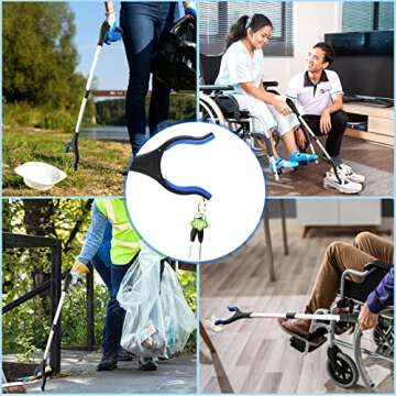 2-Pack Grabber Tool, 32" Long Reacher Grabber Pickup Tool with Magnetic Tip, Trash Picker for Elderly Grab It Reaching Tool, Garbage Picker Upper, Litter Pick Up Grab, Claw Grabber Stick