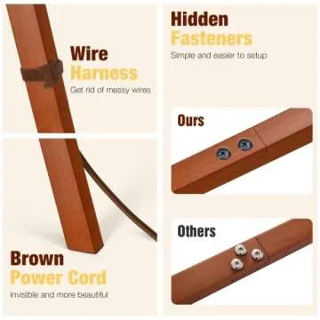 Isloys Wood Tripod Floor Lamp - Mid Century Design & LED