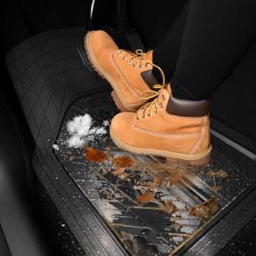 CAR PASS Heavy Rubber Car Floor Mats – All Weather Deep Waterproof Universal Trim to Fit