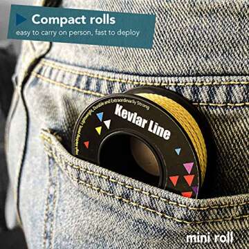 emma kites 100% Kevlar Braided String Utility Cord 50Ft 2000Lb Abrasion Flame Resistant, Tactical Survival Fishing Assist Cord Model Rocket Paracord Trip Line Camping Cordage