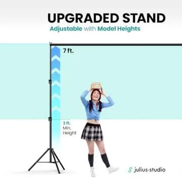 Julius Studio [Enhanced Stability] 10.1 x 7 ft. (W x H) Backdrop Stand, Adjustable Background Stand Support Kit, Telescopic Extendable Crossbars, Shock-Proof Rubbers, Anti-Scratch Shoes, JSAG576