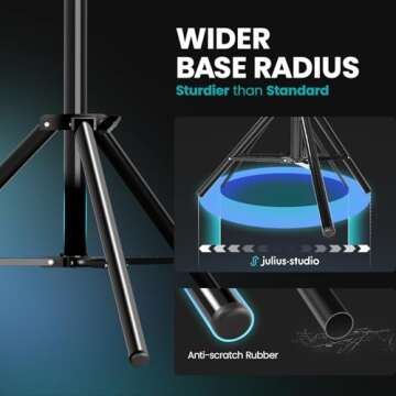 Julius Studio [Enhanced Stability] 10.1 x 7 ft. (W x H) Backdrop Stand, Adjustable Background Stand Support Kit, Telescopic Extendable Crossbars, Shock-Proof Rubbers, Anti-Scratch Shoes, JSAG576