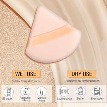Pimoys 6 Pieces Powder Puff Triangle Makeup Powder Puffs for Face Powder Setting Powder Cosmetic Foundation Blending Sponge Beauty Makeup Tool, Beige