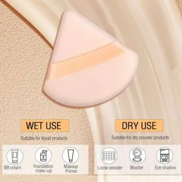 Pimoys 6 Pieces Powder Puff Triangle Makeup Powder Puffs for Face Powder Setting Powder Cosmetic Foundation Blending Sponge Beauty Makeup Tool, Beige