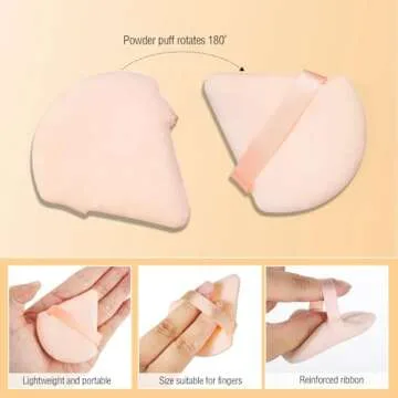 Pimoys 6 Pieces Powder Puff Triangle Makeup Powder Puffs for Face Powder Setting Powder Cosmetic Foundation Blending Sponge Beauty Makeup Tool, Beige