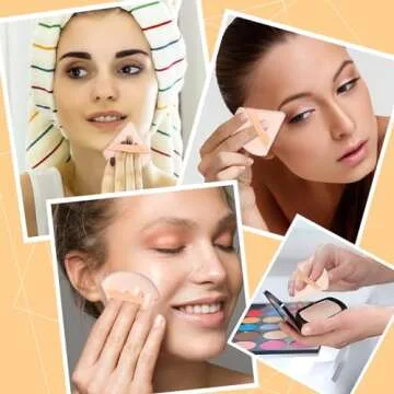 Pimoys 6 Pieces Powder Puff Triangle Makeup Powder Puffs for Face Powder Setting Powder Cosmetic Foundation Blending Sponge Beauty Makeup Tool, Beige
