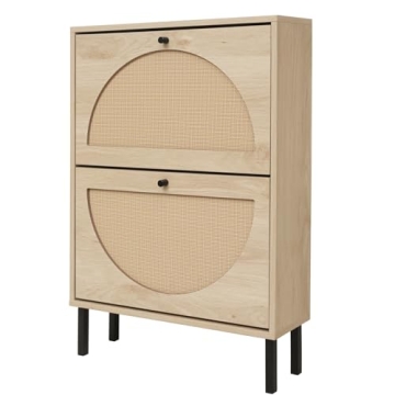 Elegant ZeHuoGe Rattan Shoe Cabinet for Entryway Storage