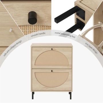 Elegant ZeHuoGe Rattan Shoe Cabinet for Entryway Storage