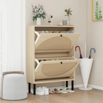 Elegant ZeHuoGe Rattan Shoe Cabinet for Entryway Storage