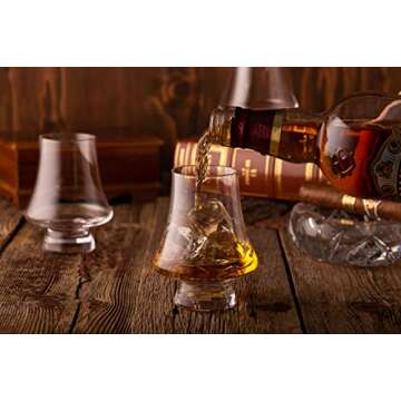 LUXBE - Bourbon Whisky Crystal Glass Snifter, Set of 4 - Narrow Rim Tasting Glasses - Handcrafted - ...