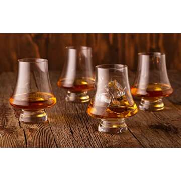 LUXBE - Bourbon Whisky Crystal Glass Snifter, Set of 4 - Narrow Rim Tasting Glasses - Handcrafted - Good for Cognac Brandy Scotch - 9-ounce/260ml