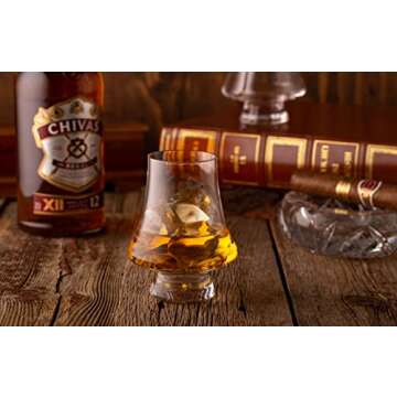 LUXBE - Bourbon Whisky Crystal Glass Snifter, Set of 4 - Narrow Rim Tasting Glasses - Handcrafted - Good for Cognac Brandy Scotch - 9-ounce/260ml