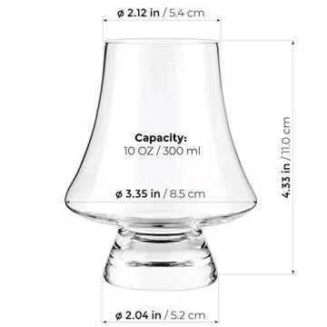 LUXBE - Bourbon Whisky Crystal Glass Snifter, Set of 4 - Narrow Rim Tasting Glasses - Handcrafted - Good for Cognac Brandy Scotch - 9-ounce/260ml