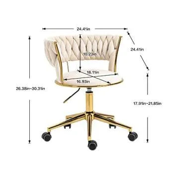 Stylish Velvet Office Desk Chair with Adjustable Height 360 Swivel